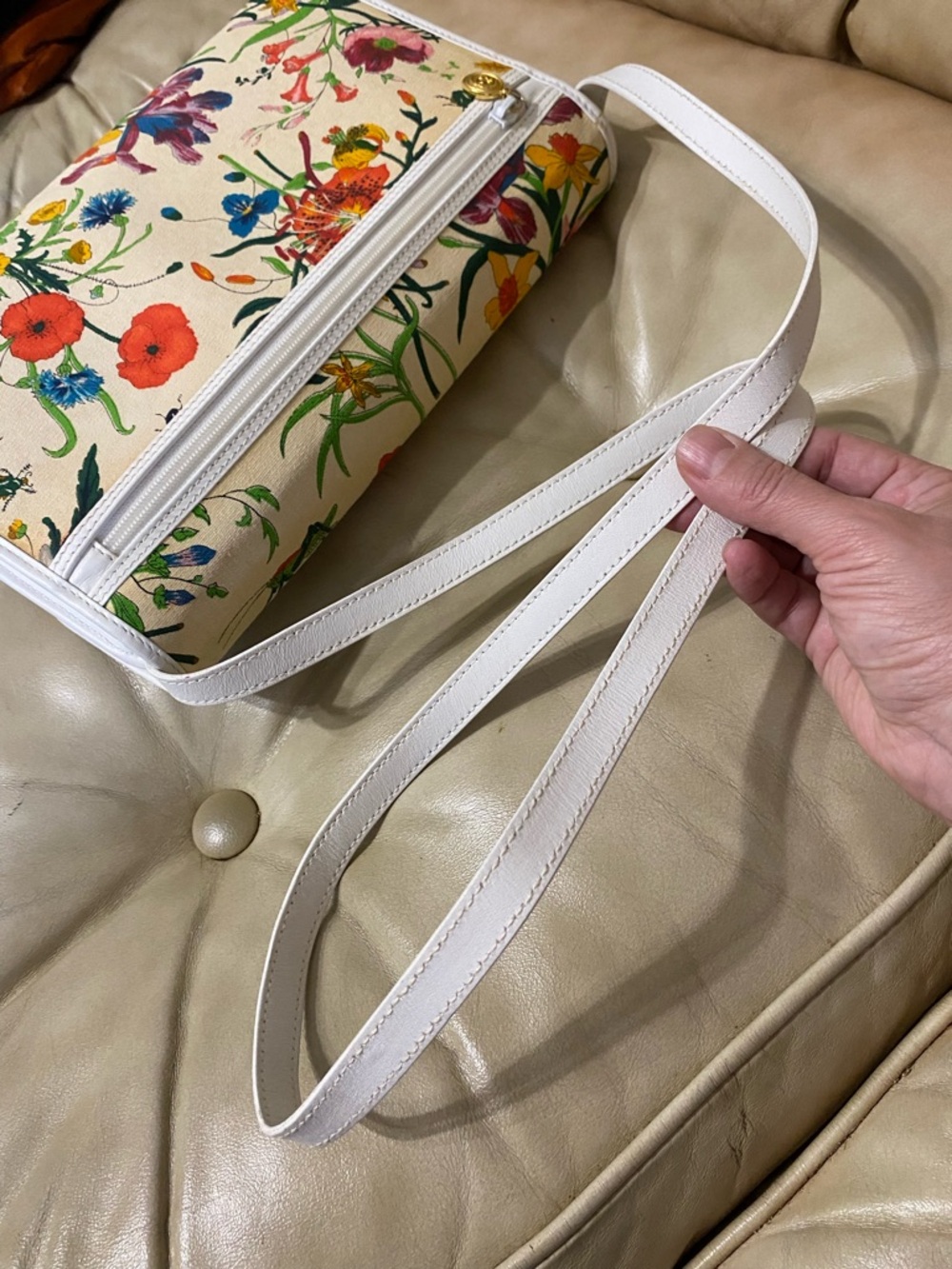 SALE Gucci Large Vintage Flora Shoulder Bag COA Floral Canvas Leather Clutch - Picture 11 of 15